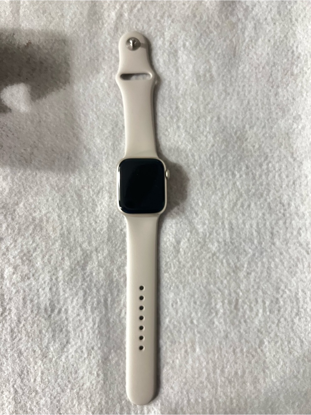 Apple Smartwatch with Silver Case and Starlight Sport Band Silicone Band